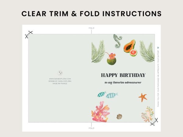 Travel Birthday Cards Pack – Sunset, Nature, Airplane, Tropical – 5 Printable 5x7" Cards | Digital Download for Adventure Lovers - Image 3