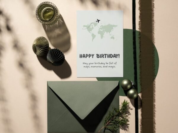Travel Birthday Cards Pack – Camping, Travel Map, Hippie Style, Adventure – 5 Printable 5x7 Cards | Digital Postcards for Explorers - Image 6